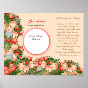 Memorial - Mother - IF Roses Grown in Heaven Poem Poster