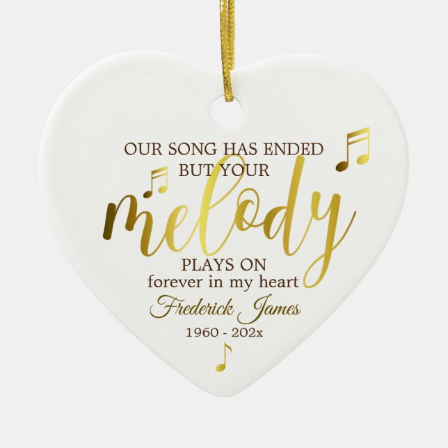 Memorial Music Quote Remembrance Keepsake Ceramic  Ceramic Ornament (Front)