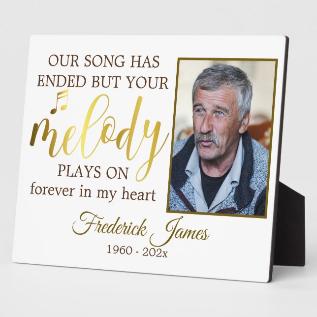 Memorial Music Quote Remembrance Keepsake Plaque (Side)