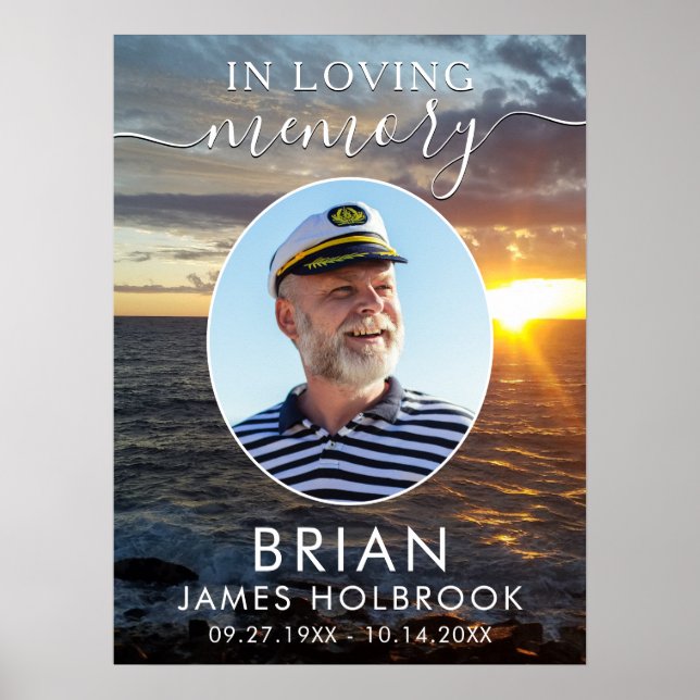 Memorial Ocean Sunset Photo In Loving Memory Poster (Front)