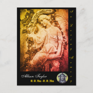 Memorial or Funeral card, personalised, Angel Postcard