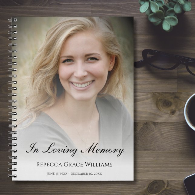 Memorial or Funeral Guest Book Notebook (Custom Photo Memorial Book)