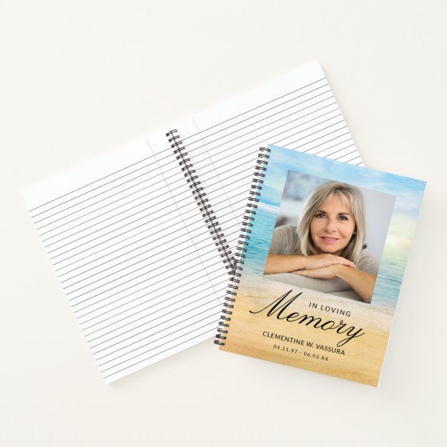 Memorial or Funeral Photo Beach Ocean Notebook (Inside)