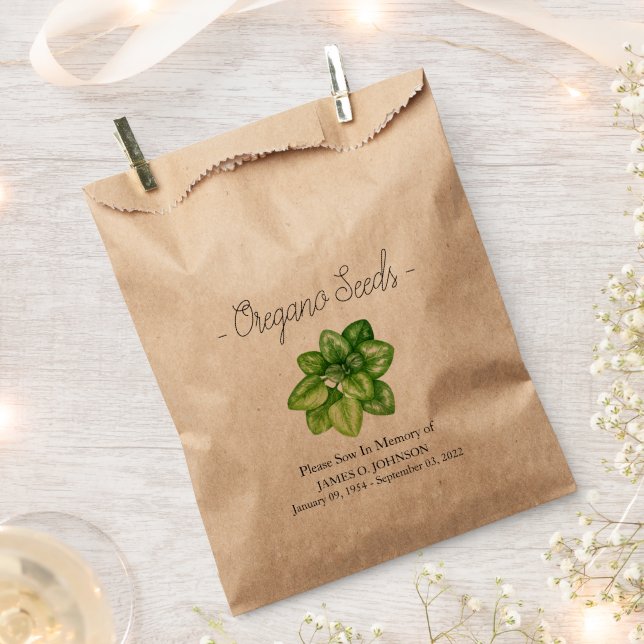 Memorial Oregano Seed Funeral Favour Bag (Clipped)