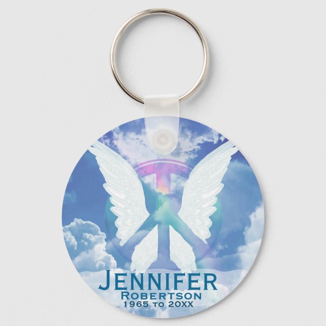 Memorial | Peace and Angel Wings Keychain (Front)