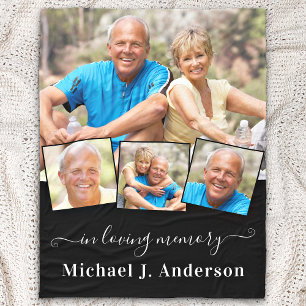 Memorial Personalized 4 Picture In Loving Memory  Fleece Blanket