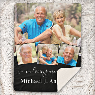 Memorial Personalized 4 Picture In Loving Memory  Sherpa Blanket