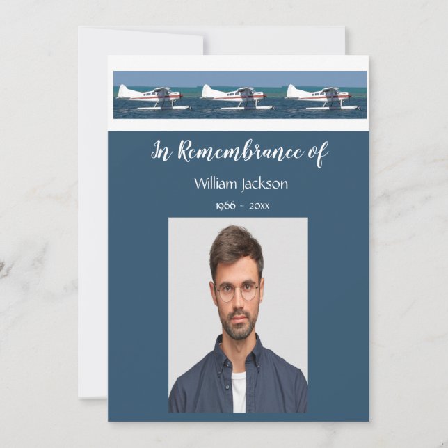 Memorial Photo Bush Airplane Keepsake Pilot Invitation (Front)