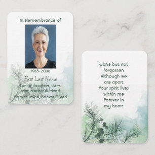 Memorial Photo Celebration of Life Keepsake Business Card