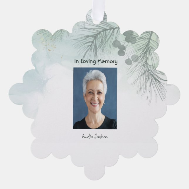 Memorial Photo Celebration of Life Keepsake  Ornament Card (Front)