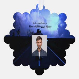 Memorial Photo Christian Motorcycle Biker Ornament Card