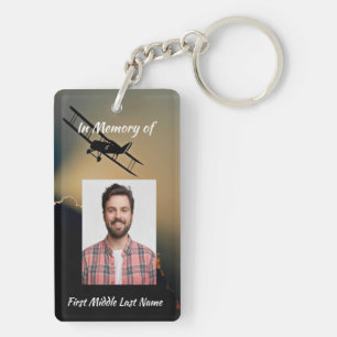 Memorial Photo Christian Pilot Airplane Flying Keychain