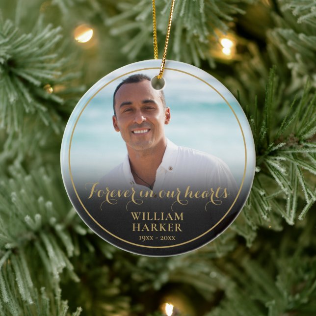 Memorial Photo Christmas Remembrance Ceramic Ornament (Tree)