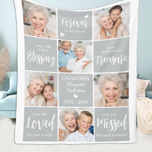 Memorial Photo Collage 6 Personalized Remembrance  Fleece Blanket