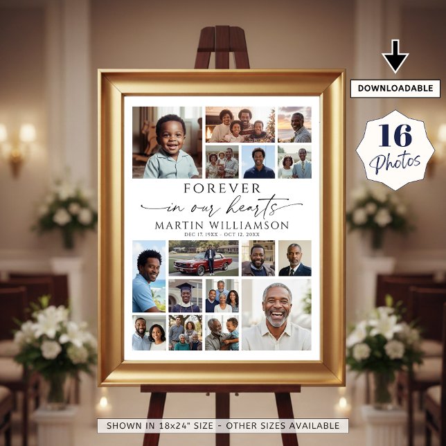 Memorial Photo Collage Forever In Our Hearts Poster (Creator Uploaded)