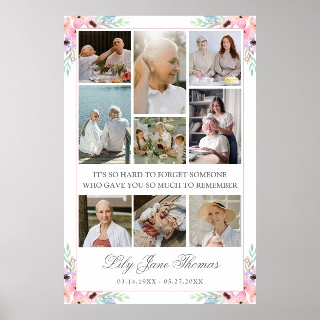 Memorial Photo Collage Funeral Sympathy Poster (Front)
