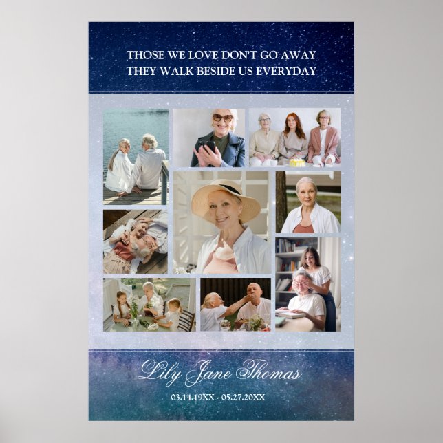 Memorial Photo Collage Funeral Sympathy Poster (Front)