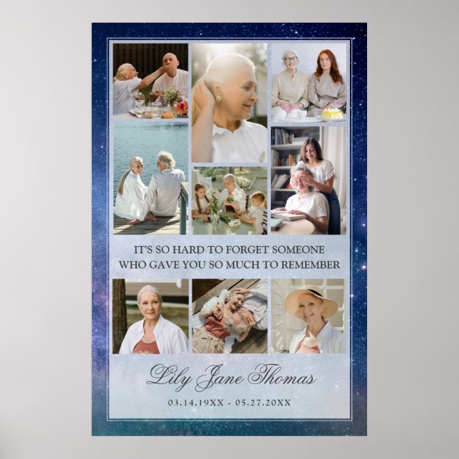 Memorial Photo Collage Funeral Sympathy Poster (Front)