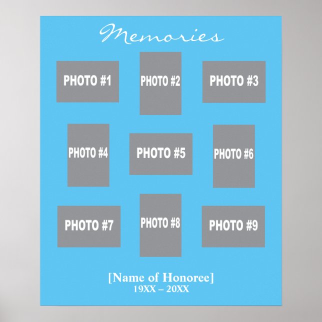 Memorial photo collage with colour background poster (Front)