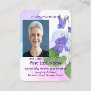 Memorial Photo Custom Wild Violet Garden Flower Business Card