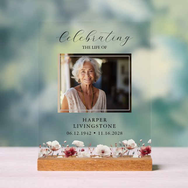 Mémorial photo de pavot rose et blanc 8x10 (Neutre)