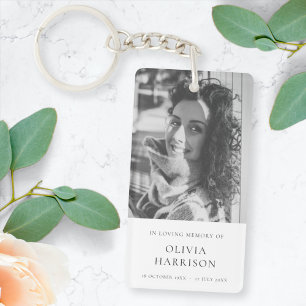 Memorial Photo Elegant Classic In Loving Memory Keychain