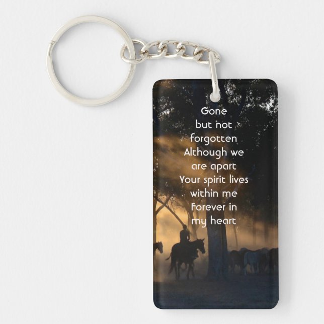 Memorial Photo Forest Trail Walk Horses Keychain (Front)