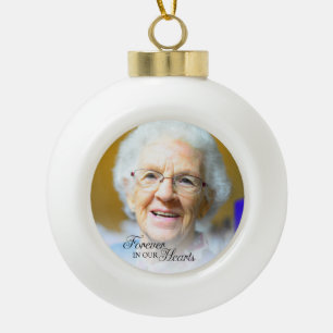 Memorial Photo Forever In Our Hearts Grandmother Ceramic Ball Christmas Ornament