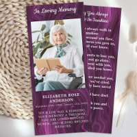 Memorial Photo Funeral Prayer Card Purple Marble 