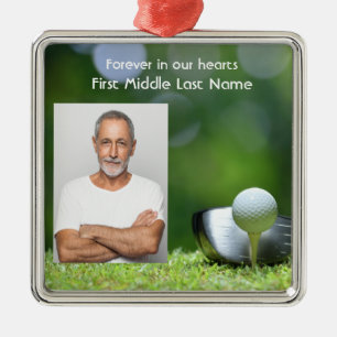 Memorial Photo Golfer Golf Course Golfing Metal Ornament