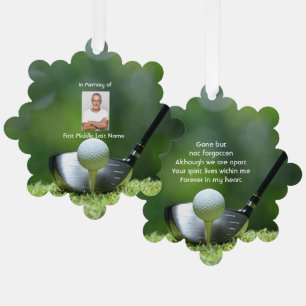 Memorial Photo Golfer Golf Course Golfing Ornament Card