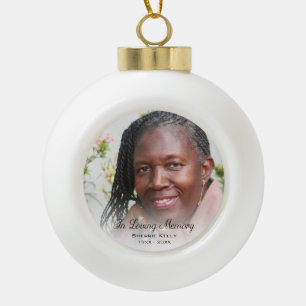 Memorial Photo In Loving Memory Mother Ceramic Ball Christmas Ornament