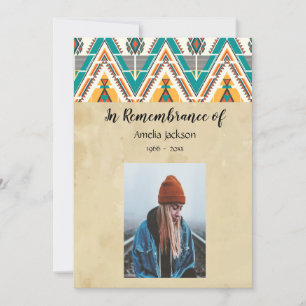 Memorial Photo Invite Boho Tribal Native Design