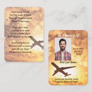 Memorial Photo Keepsake Airplane Pilot Business Card