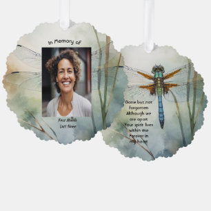 Memorial Photo Keepsake Custom Dragonfly Ornament Card