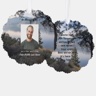  Memorial Photo Lake Mountain Trees Ornament Card