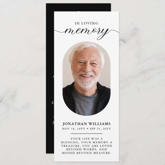 Memorial Photo Minimal Funeral Prayer Card (Front/Back)