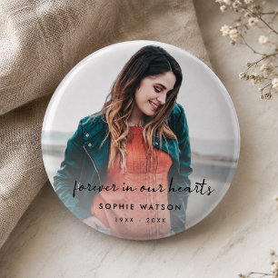 Memorial Photo Modern Stylish Funeral Favour 2 Inch Round Button