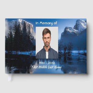 Memorial Photo Mountain Lake Winter Snow Guest Book