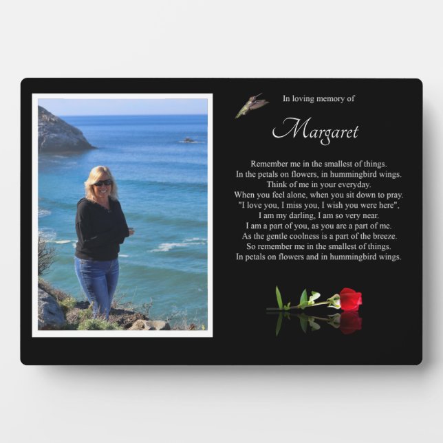 Memorial  Photo Name Tribute Spiritual Remembrance Plaque (Front)