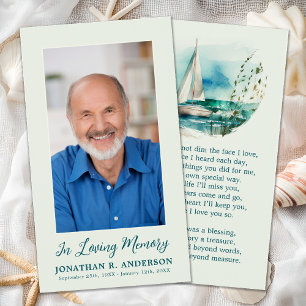 Memorial Photo Ocean Sail Boat Funeral Preral Card
