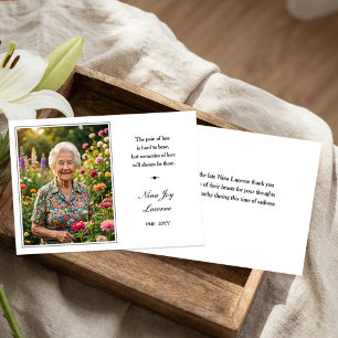 Memorial Photo Pain of Loss Simple Thank You Card