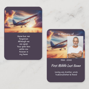 Memorial Photo Pilot Airplane Flying Sunset Business Card
