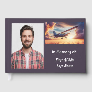 Memorial Photo Pilot Airplane Flying Sunset Guest Book