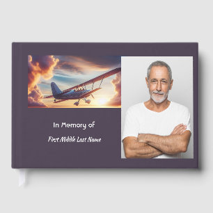 Memorial Photo Pilot Airplane Flying Sunset Guest Book