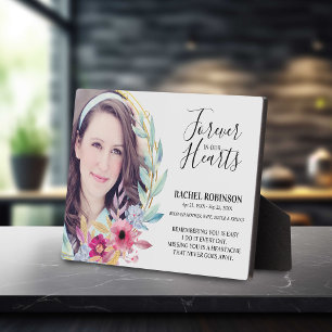 Memorial Photo Plaque   Watecolor Flower Frame