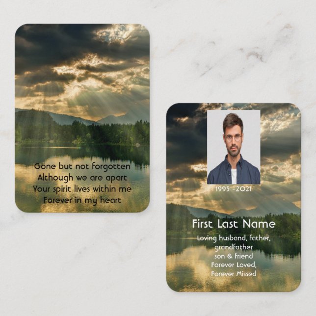 Memorial Photo Prayer Beautiful Sky Sun Light  Business Card (Front/Back)