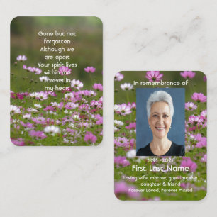 Memorial Photo Prayer Beautiful Wild Cosmos Flower Business Card