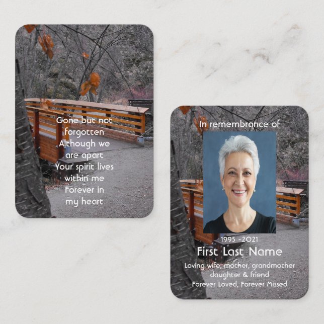 Memorial Photo Prayer Bridge Forest Wilderness  Business Card (Front/Back)