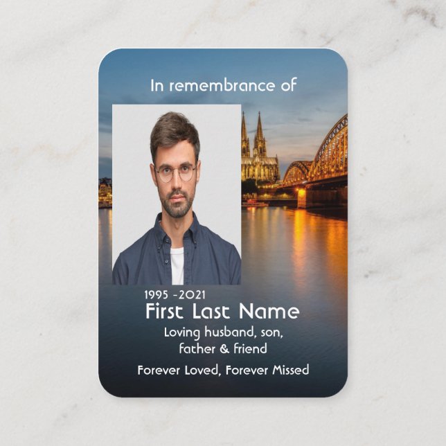 Memorial Photo Prayer Cologne Cathedral Germany Business Card (Back)